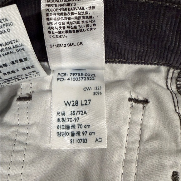 Levi’s Ribcage Straight Ankle Corduroy Pants Gray High Rise | 28 - Picture 9 of 9